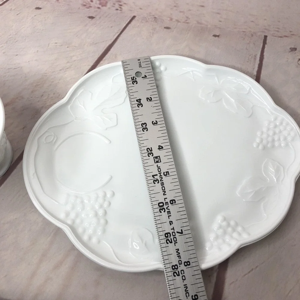 Indiana Colony Teacup Plate Luncheon Tray Milk Glass Harvest Grape Snack Set MCM